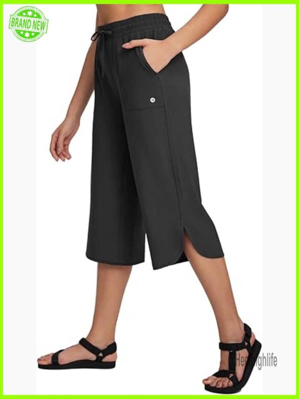 Plus Size Wide Leg Capri Pants UPF50+ Quick Dry Lightweight Sweatpants Hiking